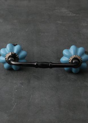 Turquoise Handmade Flower Shaped Ceramic Wardrobe Pull