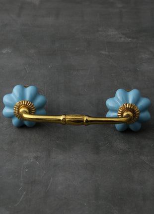 Turquoise Handmade Flower Shaped Ceramic Wardrobe Pull