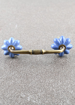Cracked Blue Flower Shaped Ceramic Drawer Pull