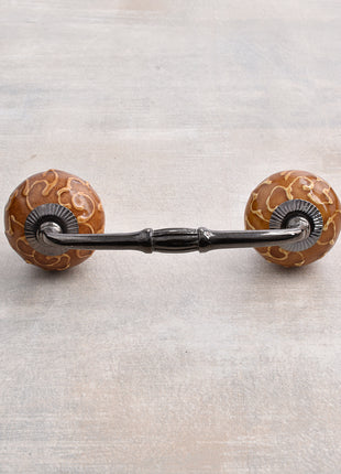 Stylish Brown Kitchen Cabinet Pull With Light Brown Embossed Design