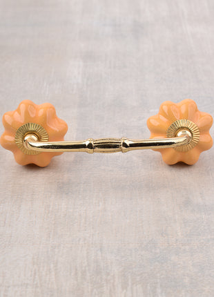 Flower Shaped Solid Mustard Ceramic Drawer Cabinet Pull