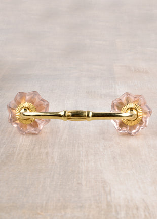 Unique Salmon Pink Glass Flower Drawer Pull