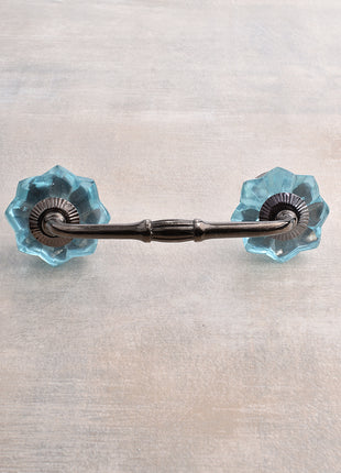 Stylish Floral Turquoise Ceramic Glass Drawer Cabinet Pull