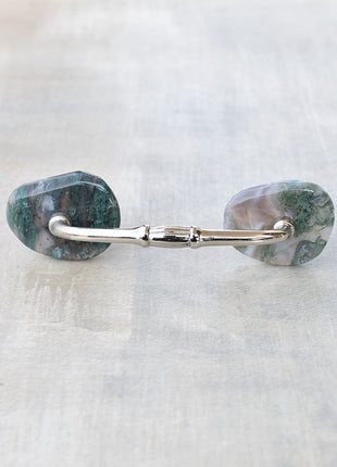 Agate Natural Gemstone Cabinet Furniture Pull - Green and Grey Shade