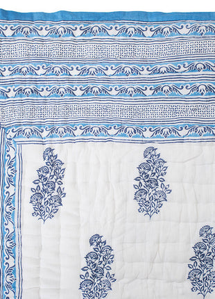 Ragini Buta Blue Hand Block Print Cotton Quilt