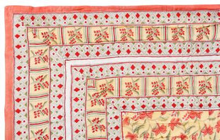 Ravish Jaal Yellow and Pink Hand Block Print Cotton Quilt