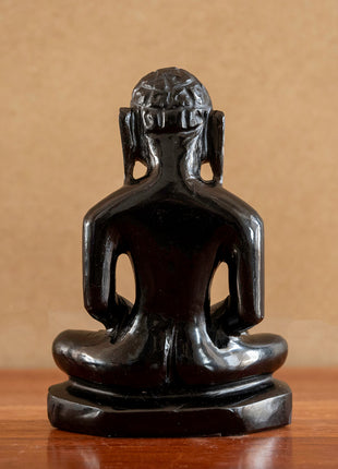Lord Mahaveer, Mahavir Swami, Jain Tirthankar Handmade Statue Black Obsidian Stone Statue, Idol Mahaveer Statue