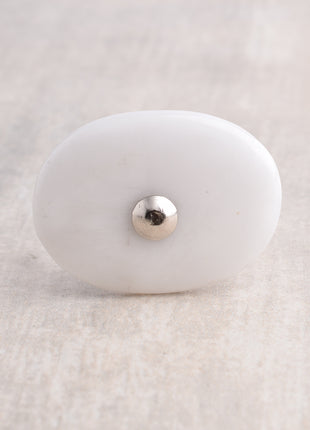 Agate Natural Gemstone Cabinet Furniture Knobs. White Oval Shape - White