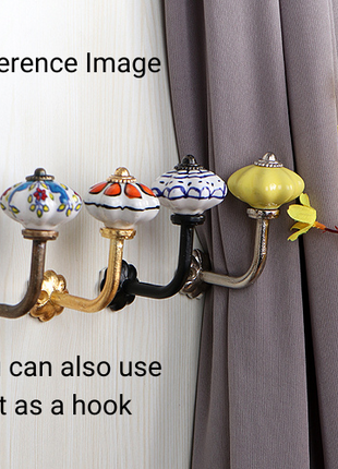 Curtain Tie Backs Hook Decorative Wall Hook- White Knob (Set of Two)