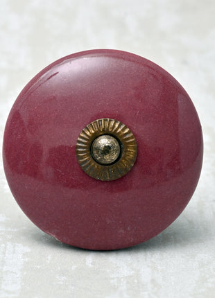 Round Solid Maroon Ceramic Drawer Knob