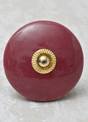 Round Solid Maroon Ceramic Drawer Knob