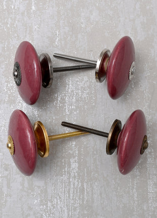 Round Solid Maroon Ceramic Drawer Knob