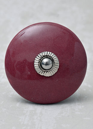 Round Solid Maroon Ceramic Drawer Knob