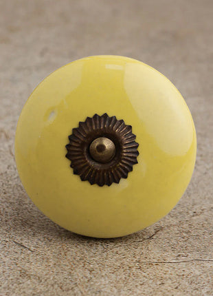 Round Solid Yellow Ceramic Door Knob