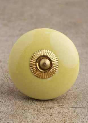 Round Solid Yellow Ceramic Door Knob