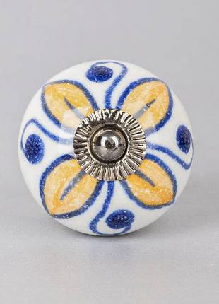 Yellow Flower and Blue Dots Ceramic Knob