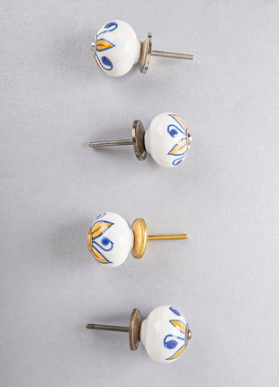 Yellow Flower and Blue Dots Ceramic Knob