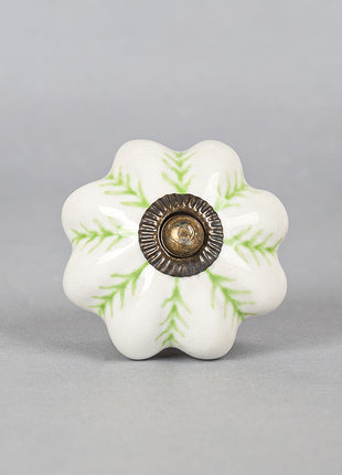 Green design on White Base Ceramic knob