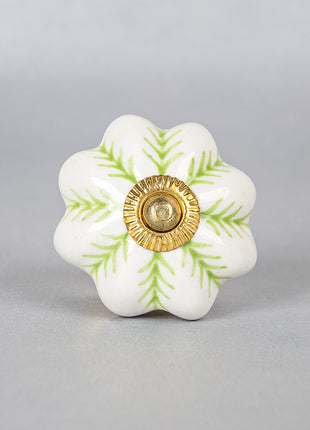 Green design on White Base Ceramic knob
