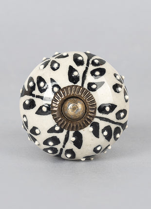 Black Design On White Ceramic Knob