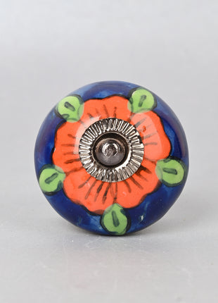 Orange and Blue design Ceramic Cabinet Knob