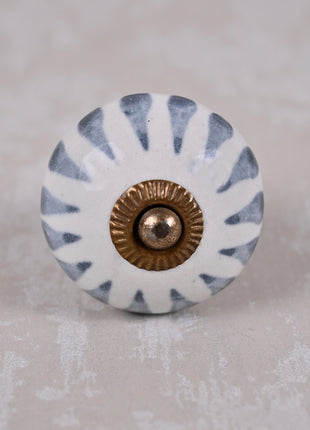 Gray Design on White Ceramic Cabinet Knob