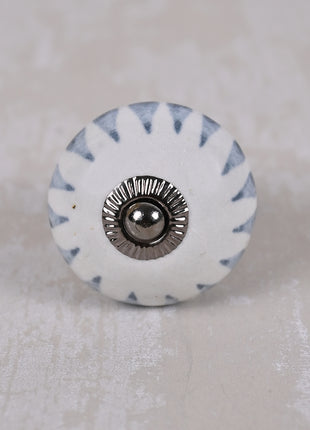 Gray Design on White Ceramic Cabinet Knob