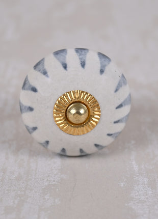 Gray Design on White Ceramic Cabinet Knob