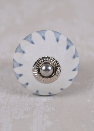 Gray Design on White Ceramic Cabinet Knob