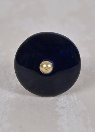 Dark Blue Round Ceramic Dresser Cabinet Knob