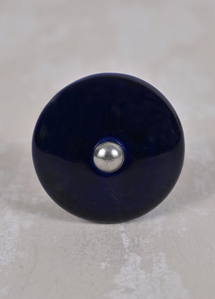 Dark Blue Round Ceramic Dresser Cabinet Knob