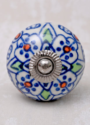 Handmade Multicolor Design on White Base Kitchen Cabinet Drawer Dresser Knob