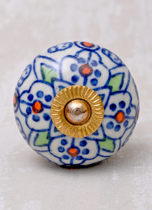 Handmade Multicolor Design on White Base Kitchen Cabinet Drawer Dresser Knob