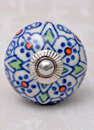 Handmade Multicolor Design on White Base Kitchen Cabinet Drawer Dresser Knob