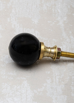 Black Solid Glass Round Shaped Kitchen Cabinet Knob