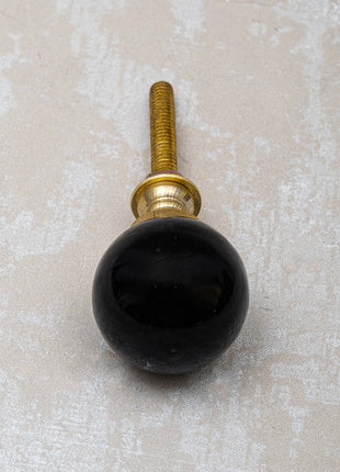 Black Solid Glass Round Shaped Kitchen Cabinet Knob