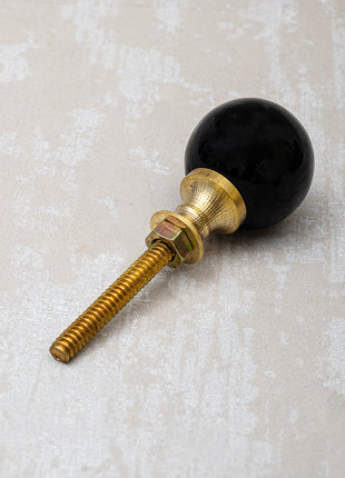 Black Solid Glass Round Shaped Kitchen Cabinet Knob