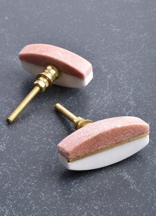 Pink And White Agate Stone Drawer Knobs