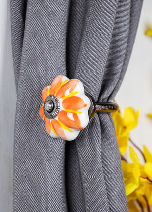 Curtain Tie Backs Hook Decorative Wall Hook-Yellow, Orange (Set of Two)