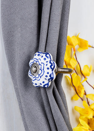 Curtain Tie Backs Hook Decorative Wall Hook-Blue (Set of Two)