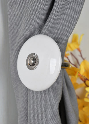 Curtain Tie Backs Hook Decorative Wall Hook- White (Set of Two)