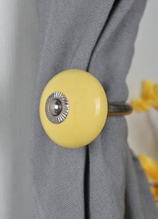 Curtain Tie Backs Hook Decorative Wall Hook- Yellow (Set of Two)