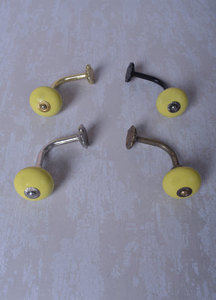 Curtain Tie Backs Hook Decorative Wall Hook- Yellow (Set of Two)