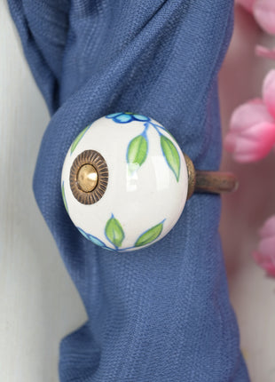 Curtain Tie Backs Hook Decorative Wall Hook- Turquoise Flower (Set of Two)