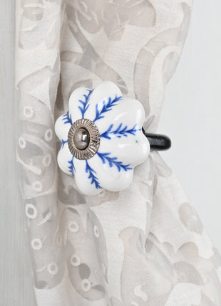 Curtain Tie Backs Hook Decorative Wall Hook- Blue Design (Set of Two)