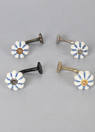 Curtain Tie Backs Hook Decorative Wall Hook- Blue Design (Set of Two)