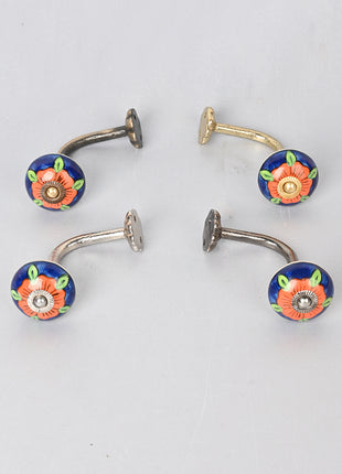 Curtain Tie Backs Hook Decorative Wall Hook-Orange, Blue Color (Set of Two)