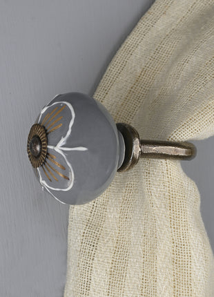 Curtain Tie Backs Hook Decorative Wall Hook- Grey (Set of Two)