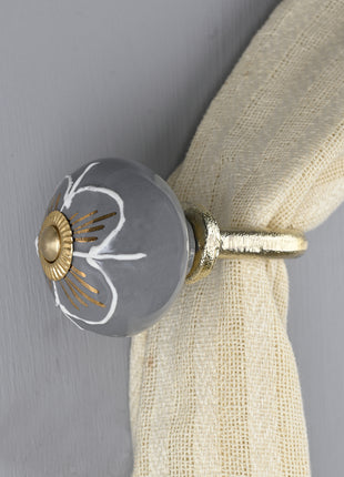 Curtain Tie Backs Hook Decorative Wall Hook- Grey (Set of Two)