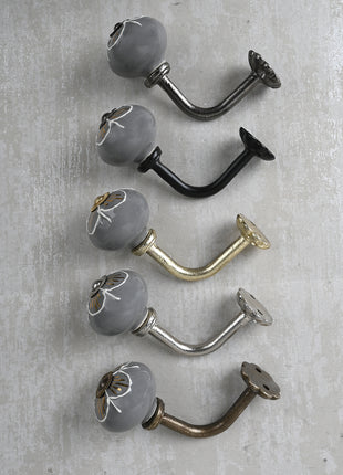 Curtain Tie Backs Hook Decorative Wall Hook- Grey (Set of Two)